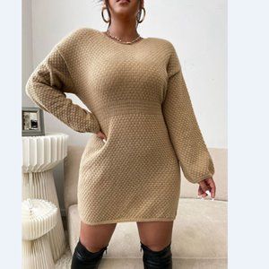 Plus Size Dropped Shoulder Sweater Dress